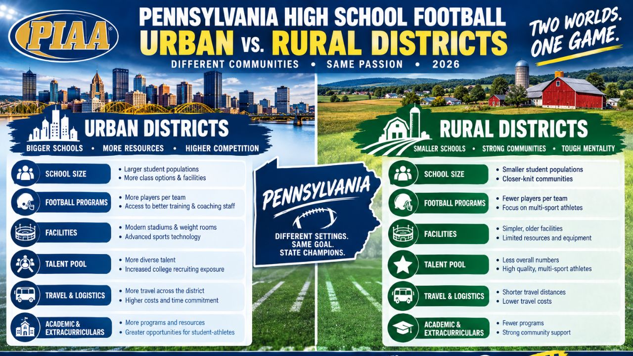 Pennsylvania high school football urban vs rural districts 2026