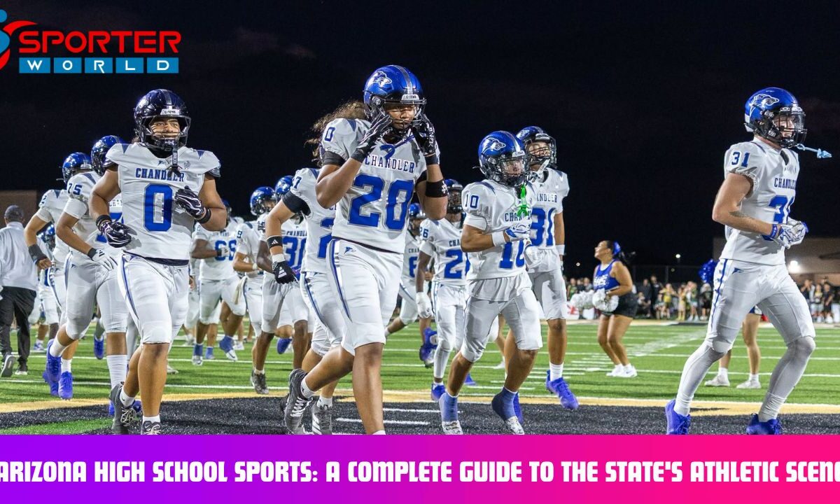 Arizona high school football team playing under stadium lights