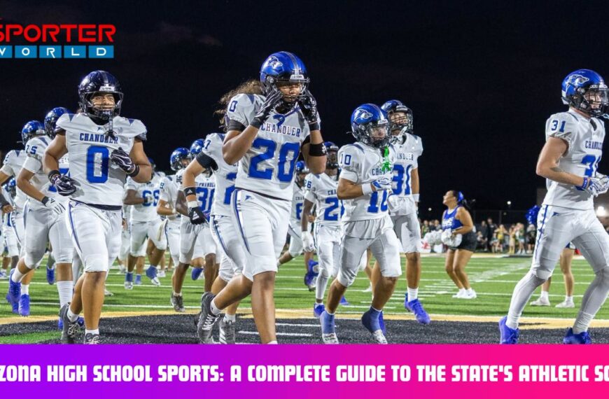 Arizona high school football team playing under stadium lights