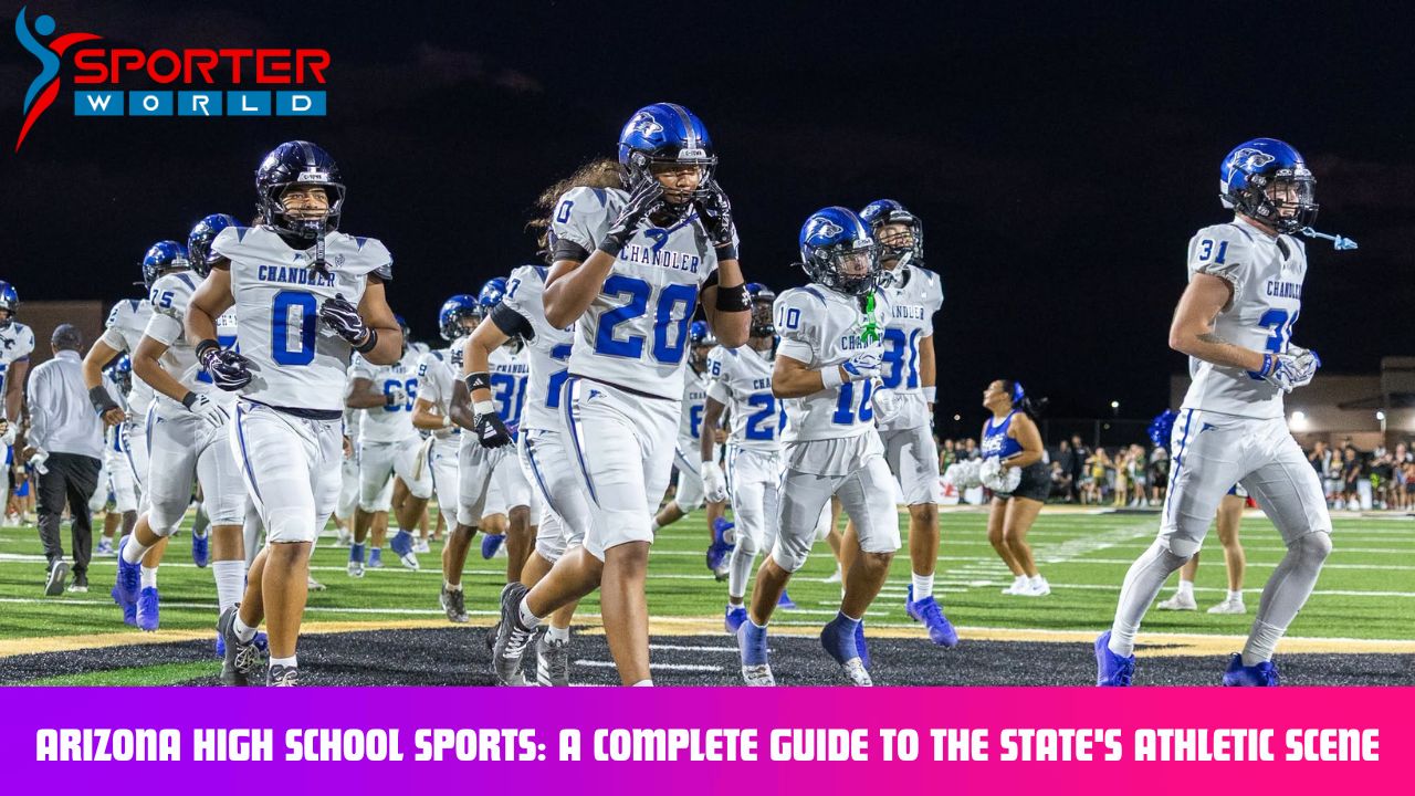 Arizona high school football team playing under stadium lights